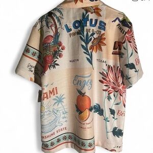 Fresh Prints NWOT Florida Miami Palm Trees Floral Hawaiian Shirt Faux Linen 5X